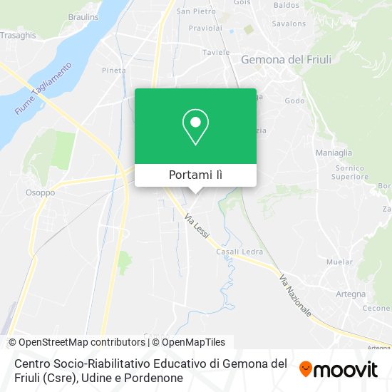 Mappa Centro Socio-Riabilitativo Educativo di Gemona del Friuli (Csre)