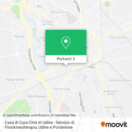Mappa Casa di Cura Città di Udine - Servizio di Fisiokinesiterapia