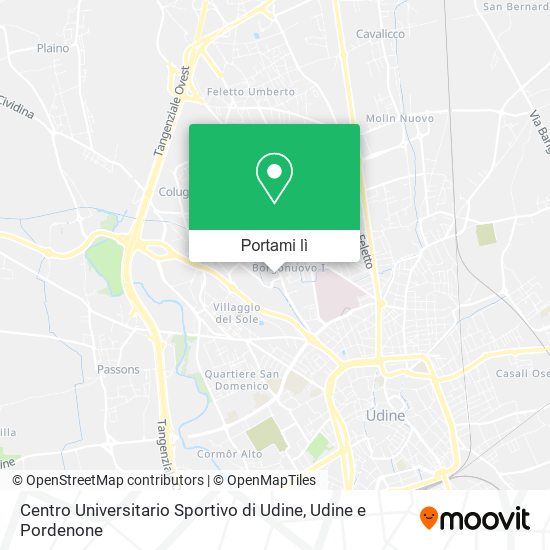 Mappa Centro Universitario Sportivo di Udine