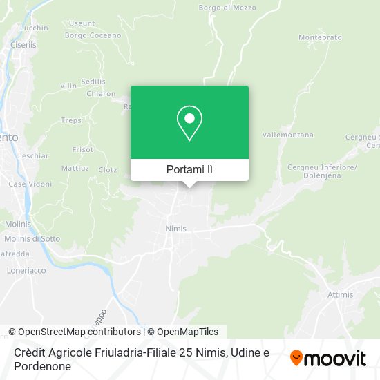 Mappa Crèdit Agricole Friuladria-Filiale 25 Nimis
