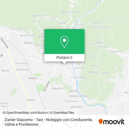 Mappa Zanier Giacomo - Taxi - Noleggio con Conducente