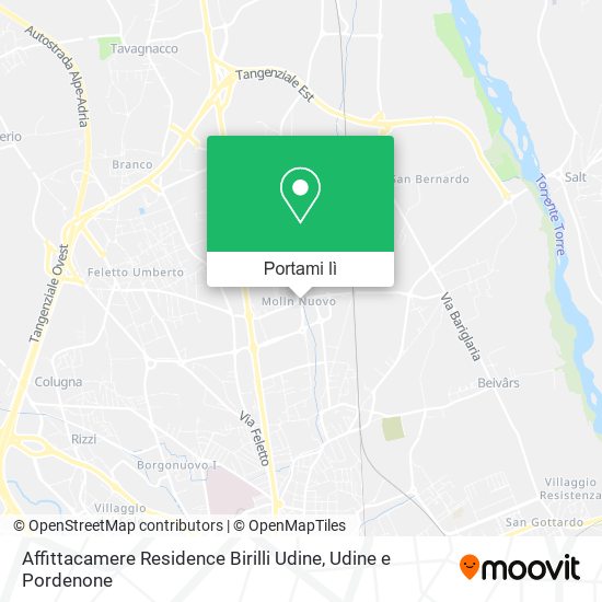 Mappa Affittacamere Residence Birilli Udine