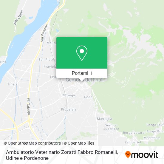 Mappa Ambulatorio Veterinario Zoratti Fabbro Romanelli