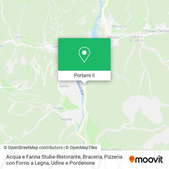 Mappa Acqua e Farina Stube-Ristorante, Braceria, Pizzeria con Forno a Legna