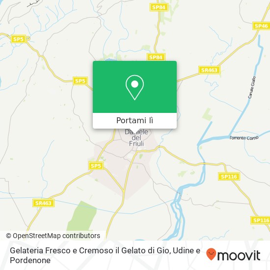 Mappa Gelateria Fresco e Cremoso il Gelato di Gio, Via Umberto I, 3 33038 San Daniele del Friuli