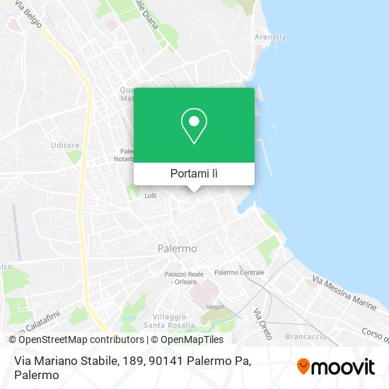 Mappa Via Mariano Stabile, 189, 90141 Palermo Pa