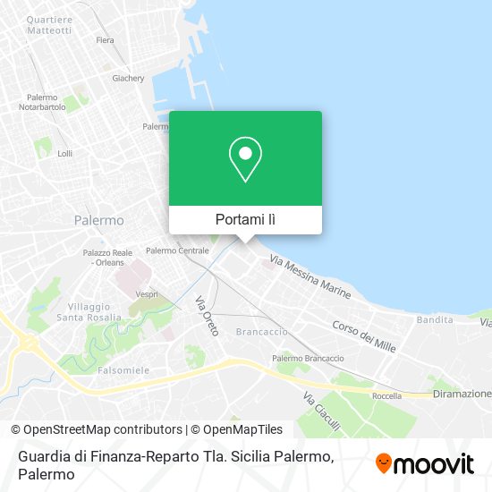 Mappa Guardia di Finanza-Reparto Tla. Sicilia Palermo
