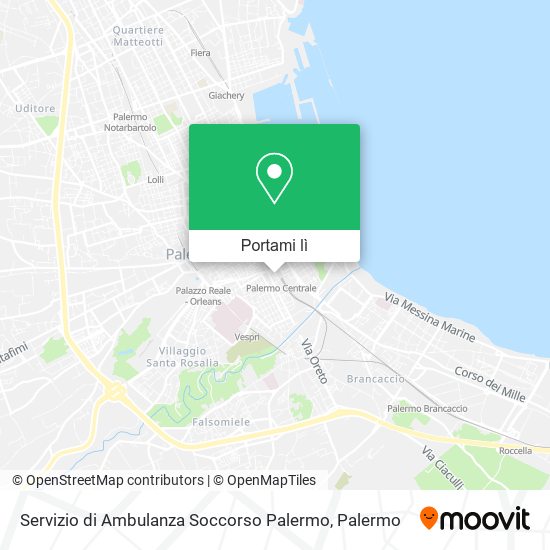 Mappa Servizio di Ambulanza Soccorso Palermo