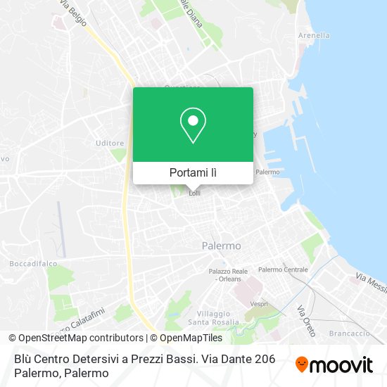 Mappa Blù Centro Detersivi a Prezzi Bassi. Via Dante 206 Palermo