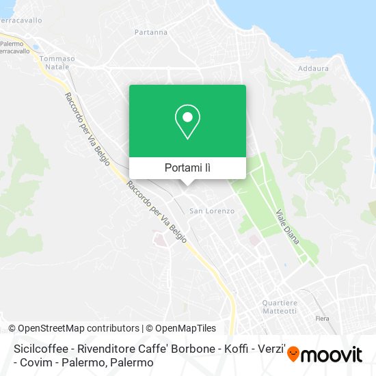 Mappa Sicilcoffee - Rivenditore Caffe' Borbone - Koffi - Verzi' - Covim - Palermo