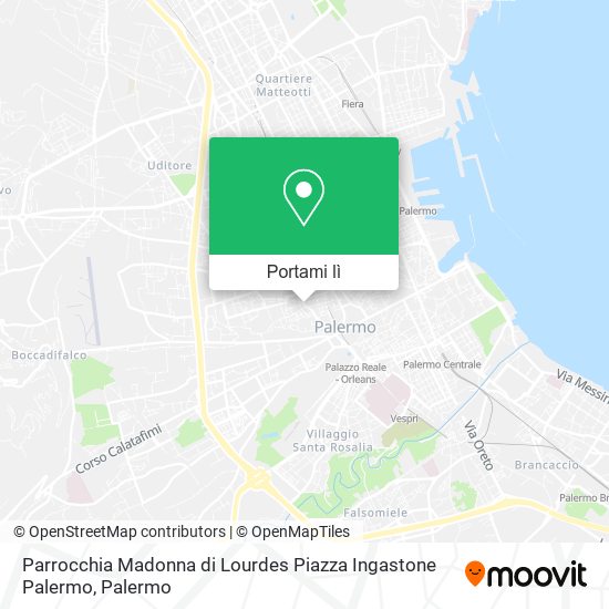 Mappa Parrocchia Madonna di Lourdes Piazza Ingastone Palermo