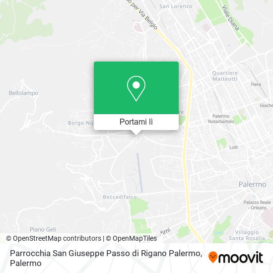 Mappa Parrocchia San Giuseppe Passo di Rigano Palermo