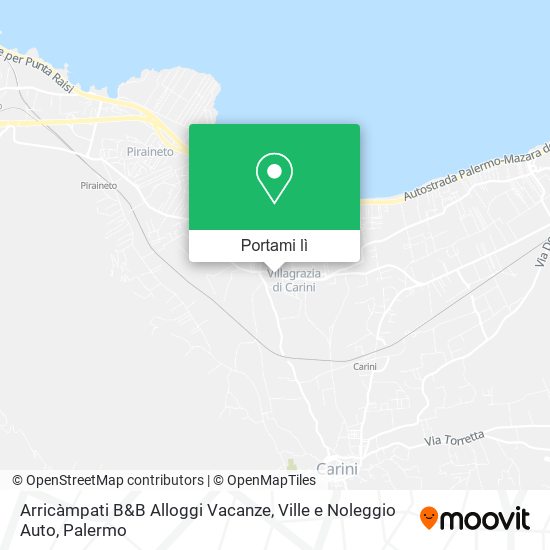 Mappa Arricàmpati B&B Alloggi Vacanze, Ville e Noleggio Auto