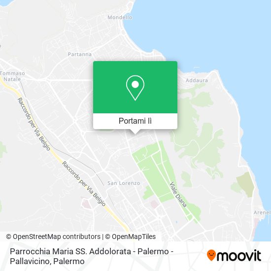 Mappa Parrocchia Maria SS. Addolorata - Palermo - Pallavicino