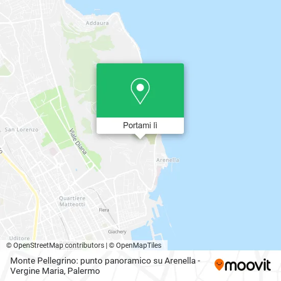Mappa Monte Pellegrino: punto panoramico su Arenella - Vergine Maria