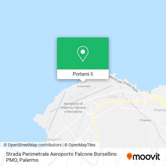 Mappa Strada Perimetrale Aeroporto Falcone Borsellino PMO