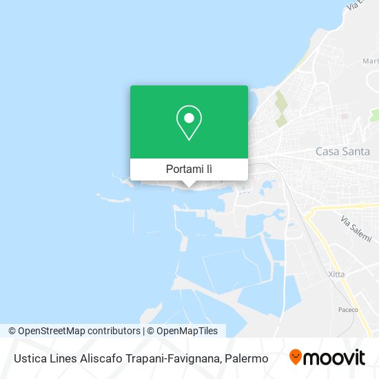 Mappa Ustica Lines Aliscafo Trapani-Favignana