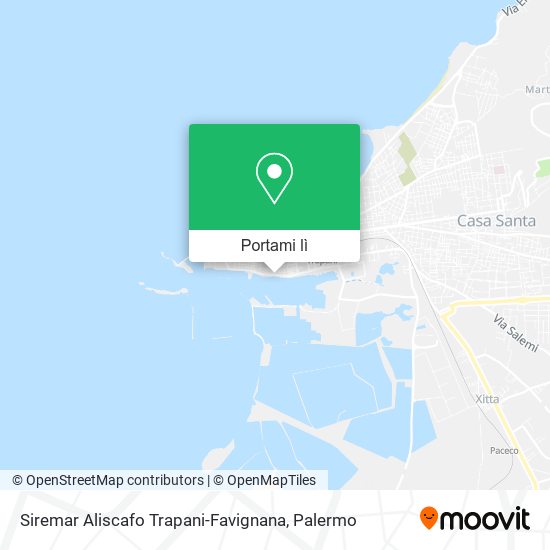 Mappa Siremar Aliscafo Trapani-Favignana