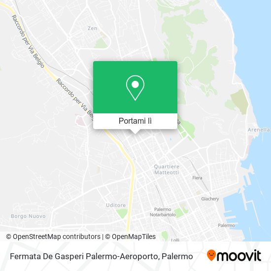 Mappa Fermata De Gasperi Palermo-Aeroporto