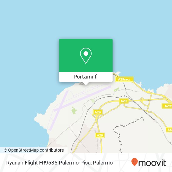 Mappa Ryanair Flight FR9585 Palermo-Pisa
