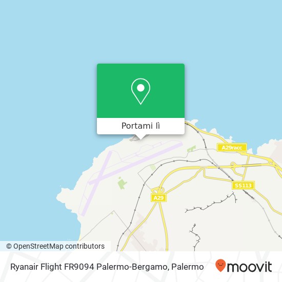 Mappa Ryanair Flight FR9094 Palermo-Bergamo
