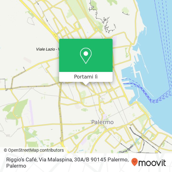 Mappa Riggio's Café, Via Malaspina, 30A / B 90145 Palermo