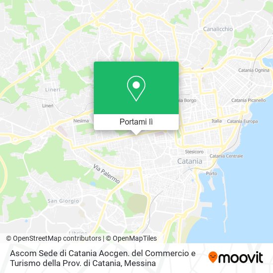 Mappa Ascom Sede di Catania Aocgen. del Commercio e Turismo della Prov. di Catania