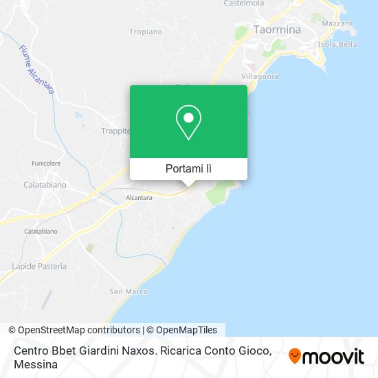 Mappa Centro Bbet Giardini Naxos. Ricarica Conto Gioco