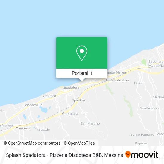 Mappa Splash Spadafora - Pizzeria Discoteca B&B