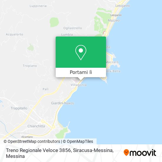 Mappa Treno Regionale Veloce 3856, Siracusa-Messina