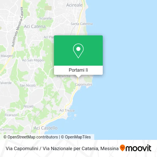 Mappa Via Capomulini / Via Nazionale per Catania
