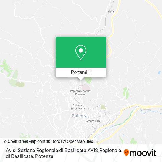 Mappa Avis. Sezione Regionale di Basilicata AVIS Regionale di Basilicata