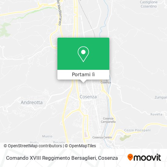 Mappa Comando XVIII Reggimento Bersaglieri