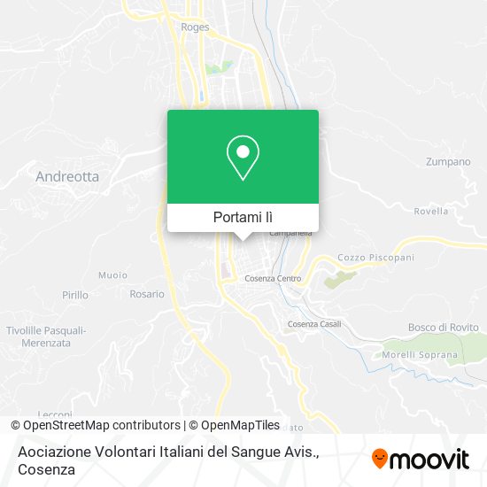 Mappa Aociazione Volontari Italiani del Sangue Avis.