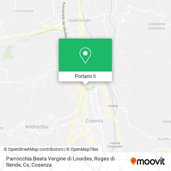 Mappa Parrocchia Beata Vergine di Lourdes, Roges di Rende, Cs