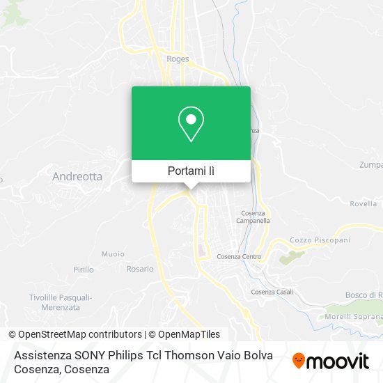 Mappa Assistenza SONY Philips Tcl Thomson Vaio Bolva Cosenza