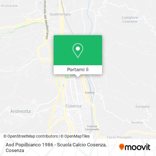 Mappa Asd Popilbianco 1986 - Scuola Calcio Cosenza