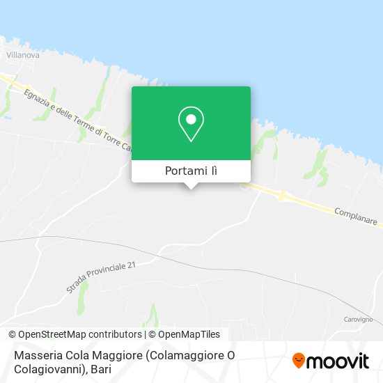 Mappa Masseria Cola Maggiore (Colamaggiore O Colagiovanni)