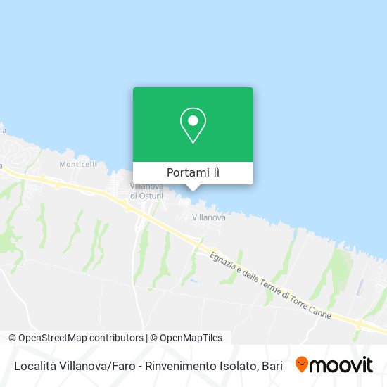 Mappa Località Villanova / Faro - Rinvenimento Isolato