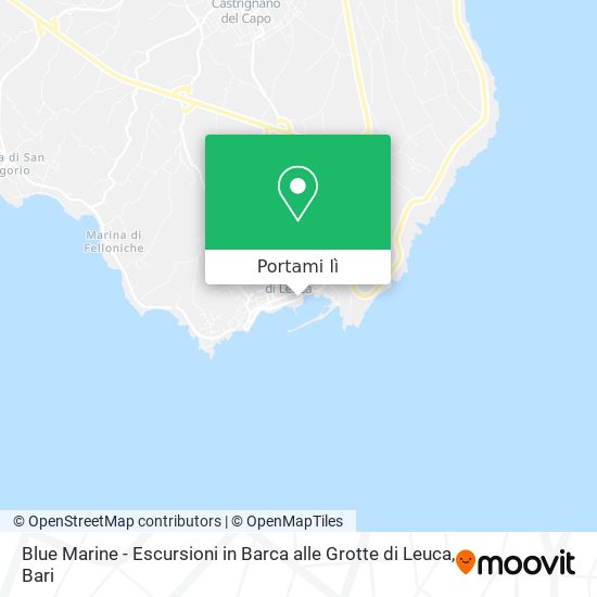 Mappa Blue Marine - Escursioni in Barca alle Grotte di Leuca