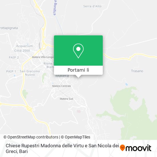 Mappa Chiese Rupestri Madonna delle Virtu e San Nicola dei Greci