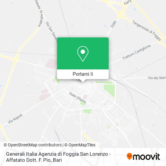 Mappa Generali Italia Agenzia di Foggia San Lorenzo - Affatato Dott. F. Pio