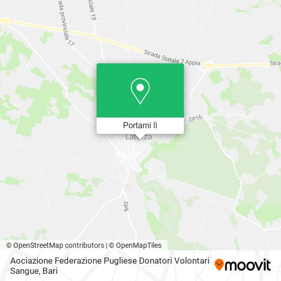 Mappa Aociazione Federazione Pugliese Donatori Volontari Sangue