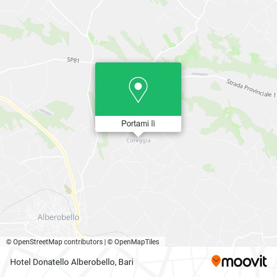 Mappa Hotel Donatello Alberobello