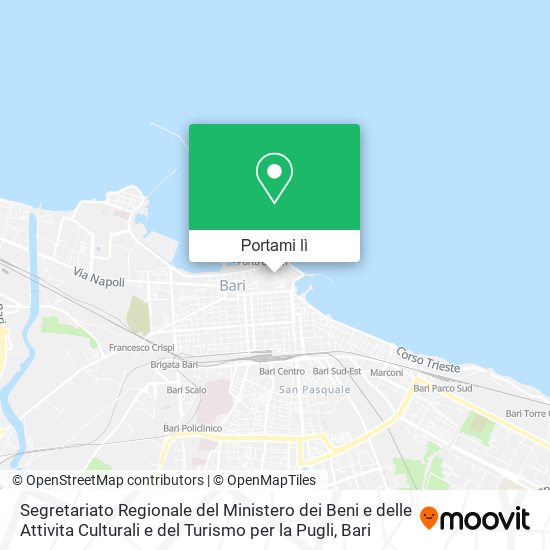 Mappa Segretariato Regionale del Ministero dei Beni e delle Attivita Culturali e del Turismo per la Pugli