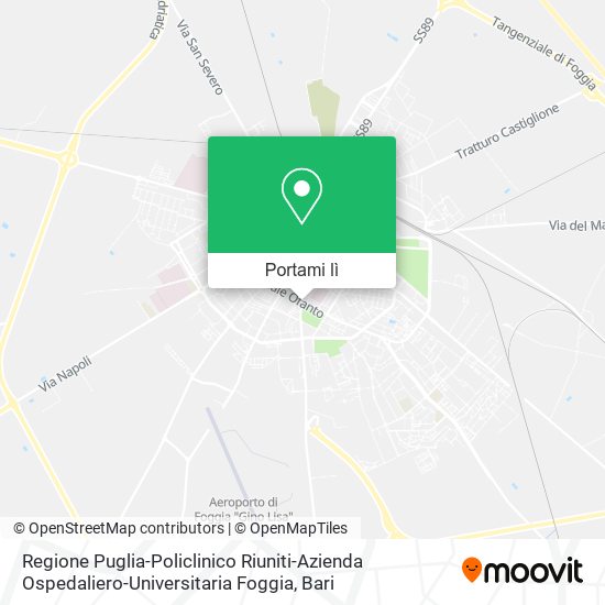 Mappa Regione Puglia-Policlinico Riuniti-Azienda Ospedaliero-Universitaria Foggia