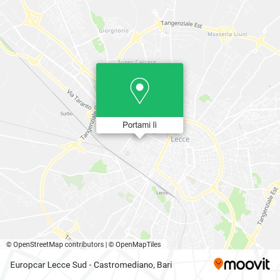 Mappa Europcar Lecce Sud - Castromediano