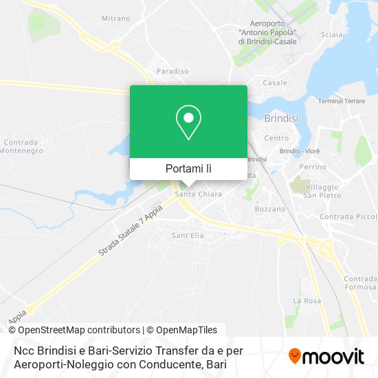 Mappa Ncc Brindisi e Bari-Servizio Transfer da e per Aeroporti-Noleggio con Conducente