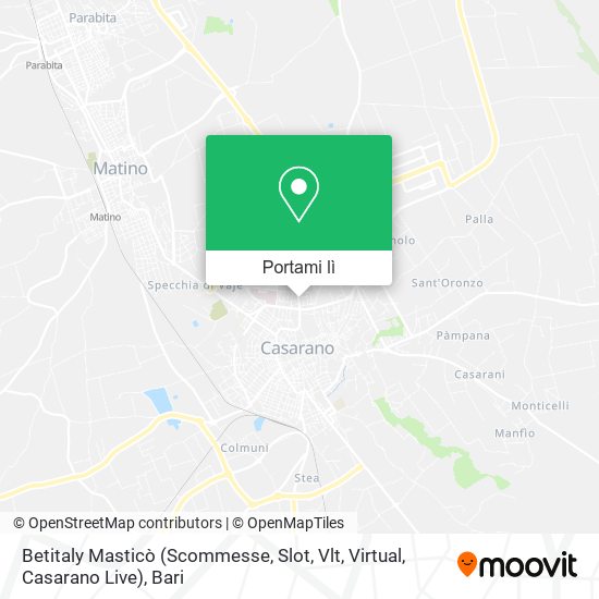 Mappa Betitaly Masticò (Scommesse, Slot, Vlt, Virtual, Casarano Live)