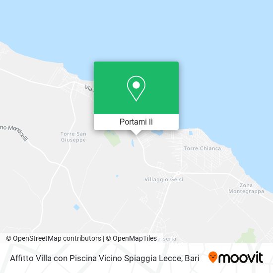Mappa Affitto Villa con Piscina Vicino Spiaggia Lecce